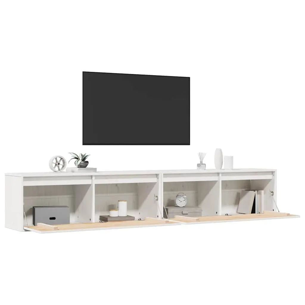 White Wooden Floating Wall Cabinet 100x30x35 cm