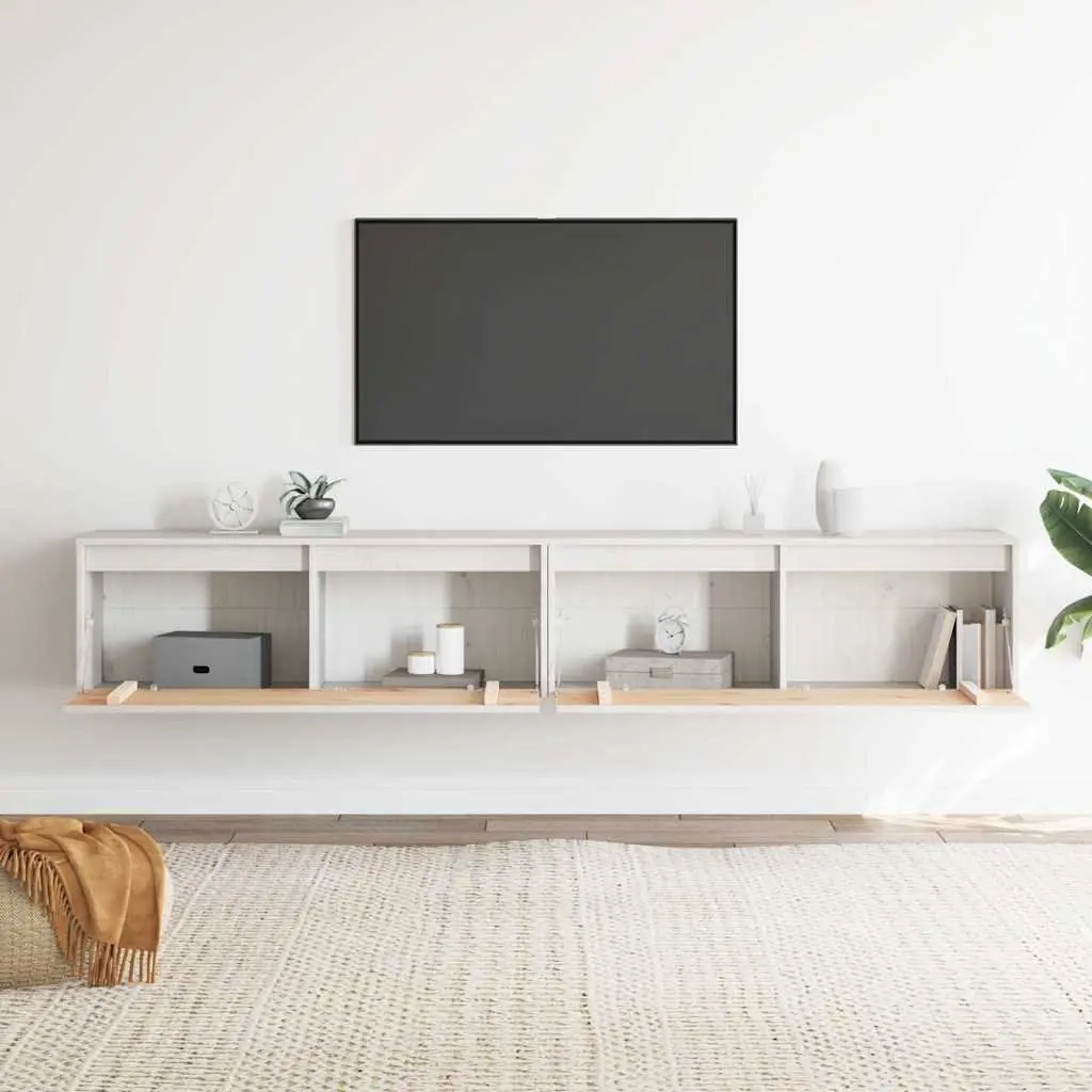 White Wooden Floating Wall Cabinet 100x30x35 cm