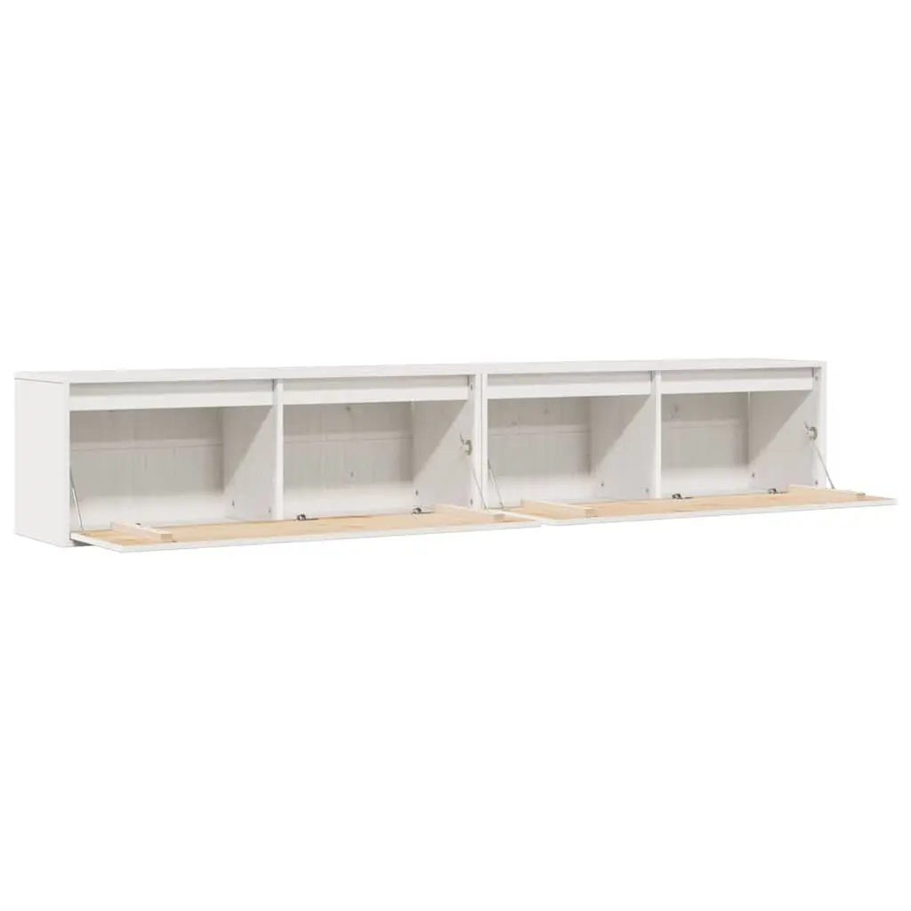 White Wooden Floating Wall Cabinet 100x30x35 cm