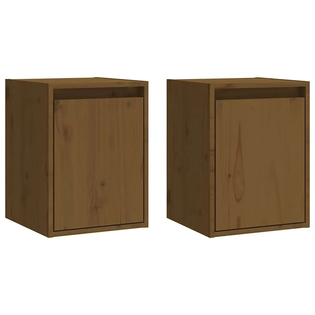 Wall Cabinet Brown Solid Wood 30x30x40cm 2 Pieces