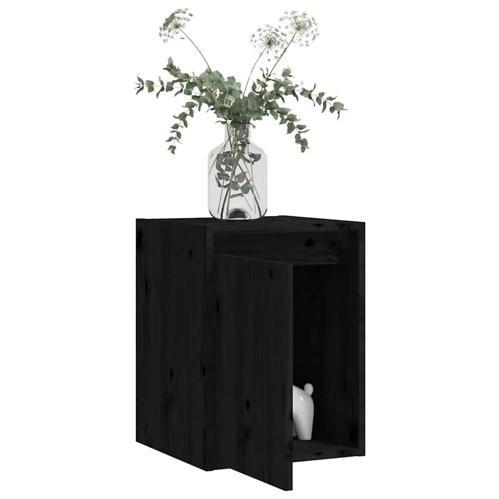 Wall Cabinet Black 30x30x40 cm Solid Wood 2 Piece Floating Shelving Storage Unit