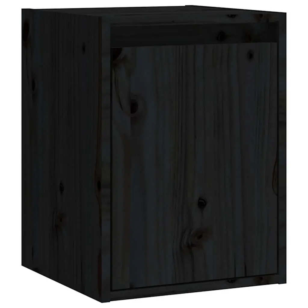 Wall Cabinet Black 30x30x40 cm Solid Wood 2 Piece Floating Shelving Storage Unit