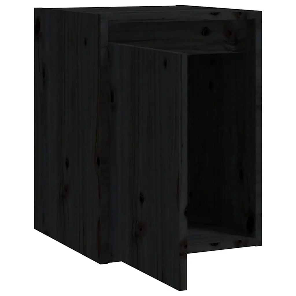 Wall Cabinet Black 30x30x40 cm Solid Wood 2 Piece Floating Shelving Storage Unit
