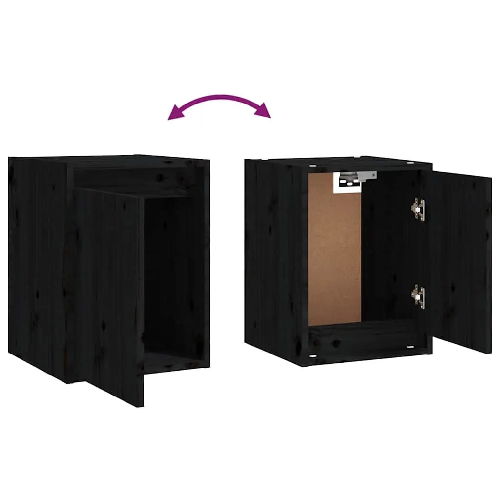 Wall Cabinet Black 30x30x40 cm Solid Wood 2 Piece Floating Shelving Storage Unit