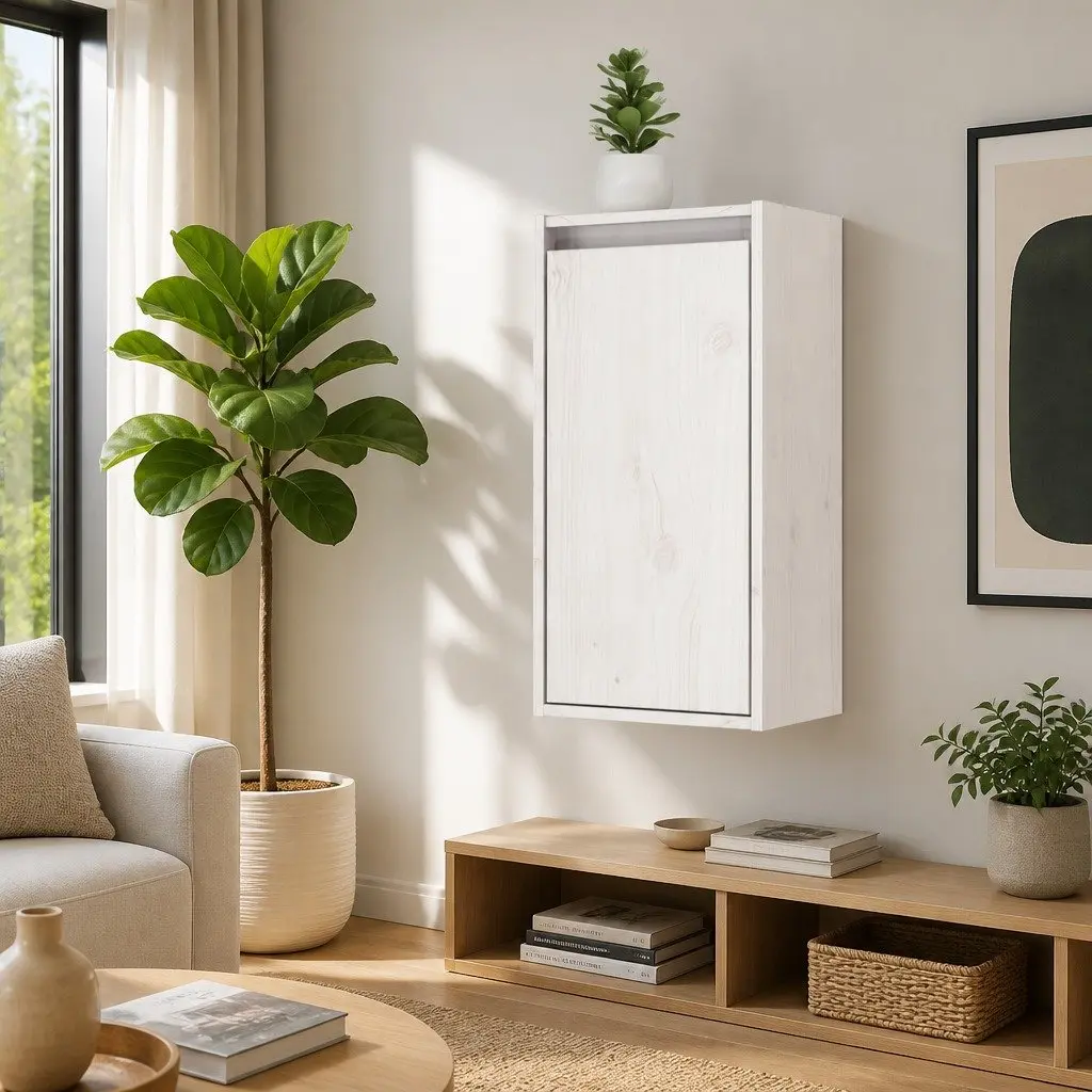 Floating Wall Cabinets 2 pcs White 30x30x60 cm Pine