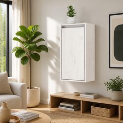 Floating Wall Cabinets 2 pcs White 30x30x60 cm Pine