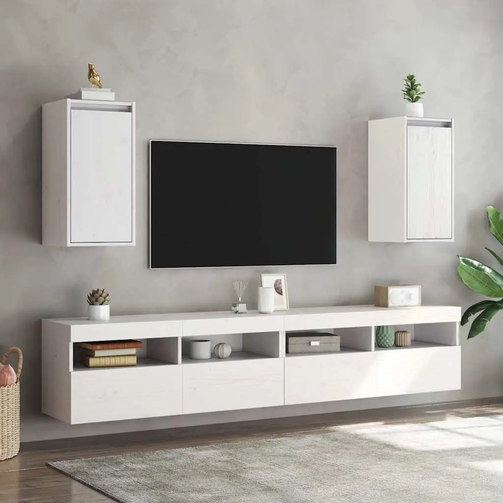 Floating Wall Cabinets 2 pcs White 30x30x60 cm Pine