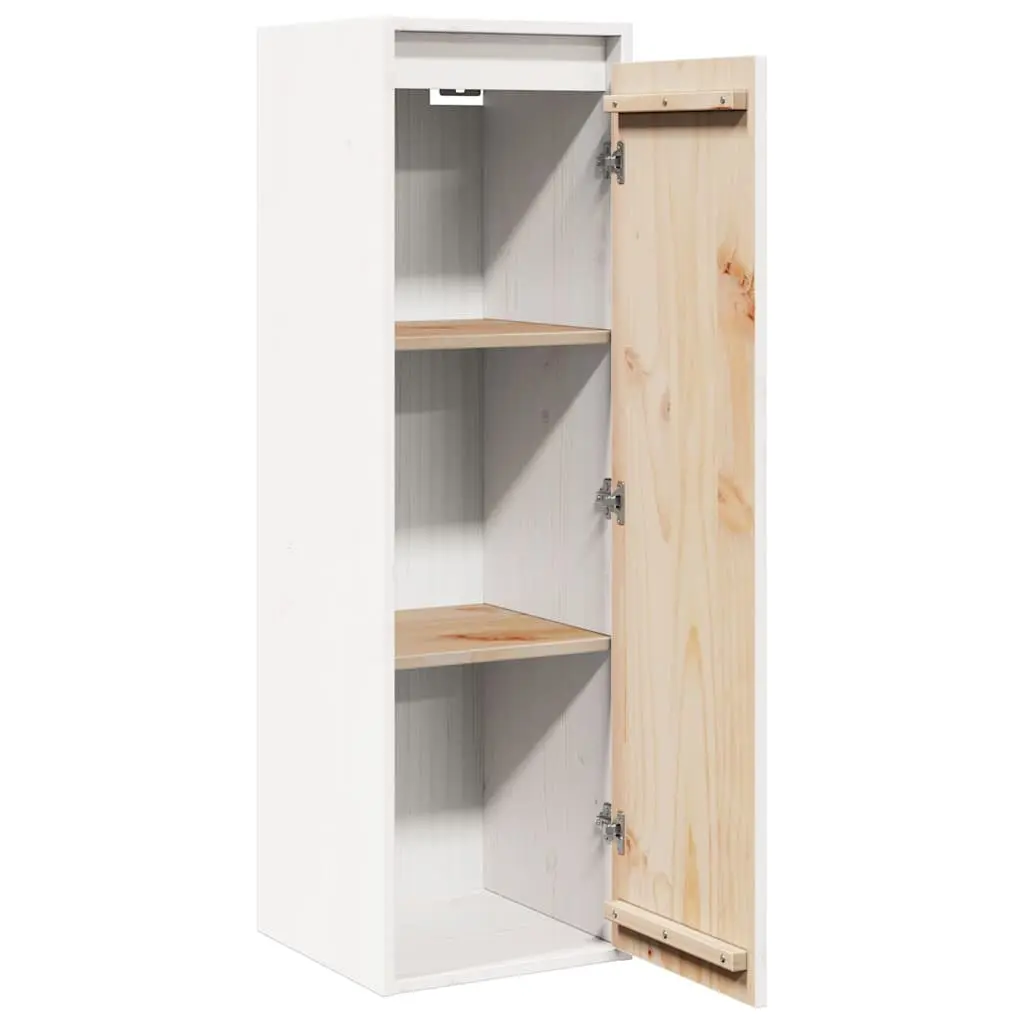 Wall Cabinet White 30x30x100 cm Solid Pine Wood Hanging Storage Shelving Unit