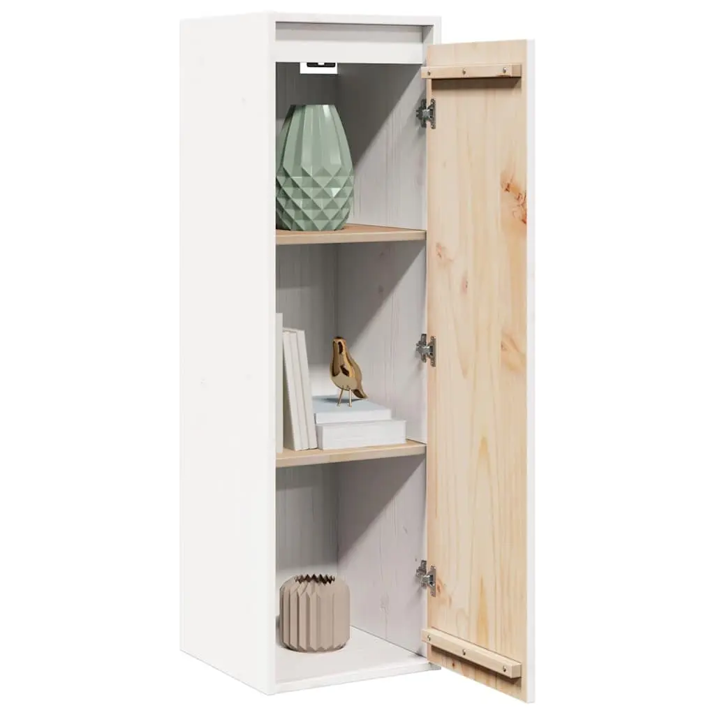 Wall Cabinet White 30x30x100 cm Solid Pine Wood Hanging Storage Shelving Unit
