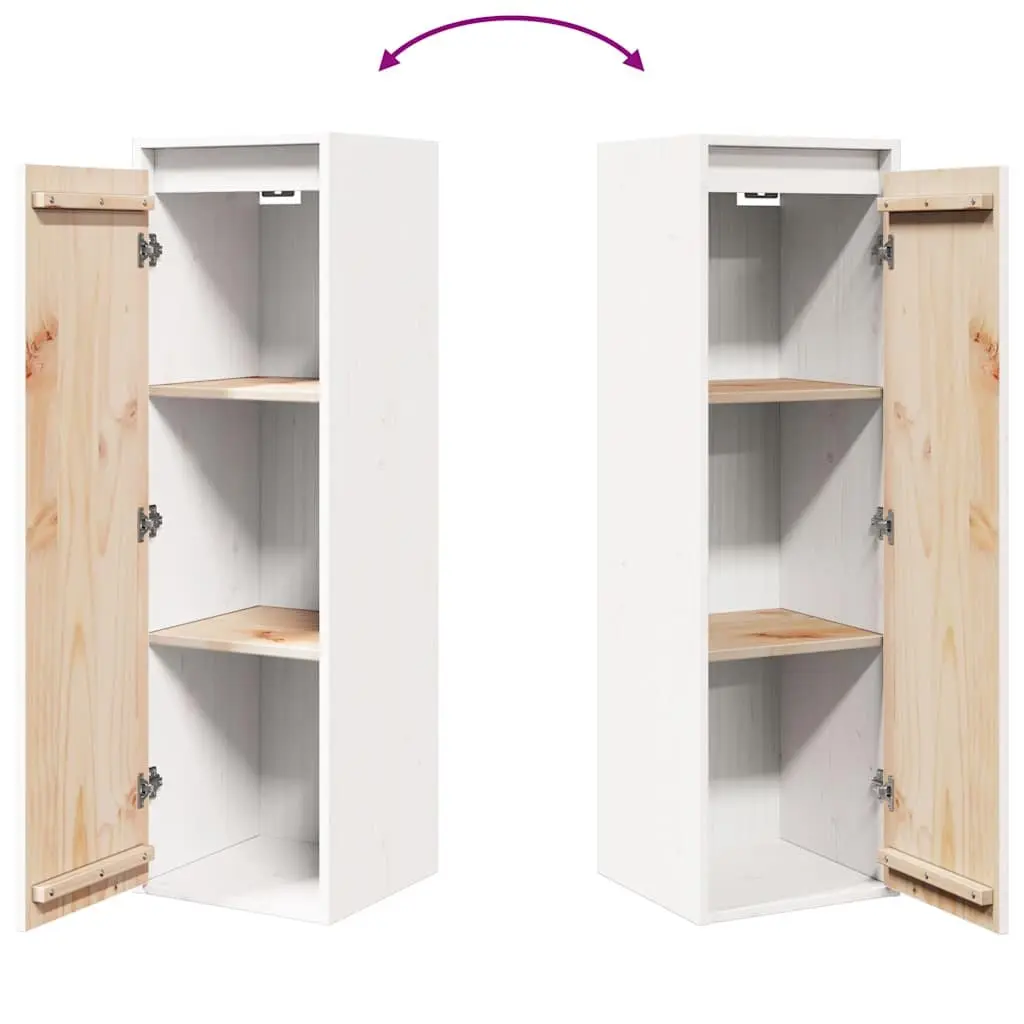 Wall Cabinet White 30x30x100 cm Solid Pine Wood Hanging Storage Shelving Unit