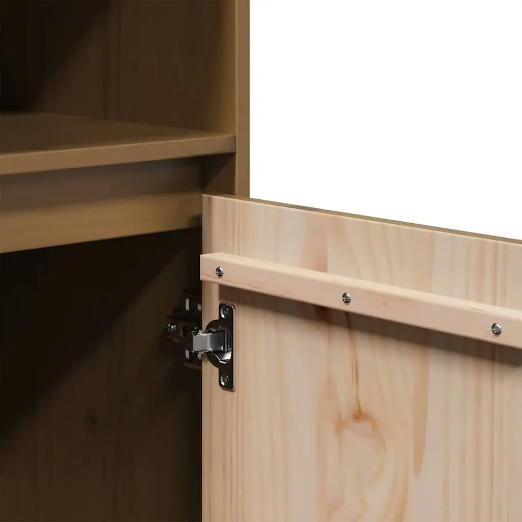 Highboard Solid Wood Brown Storage Cabinet 37W x 34D x 110H cm Pine Wood