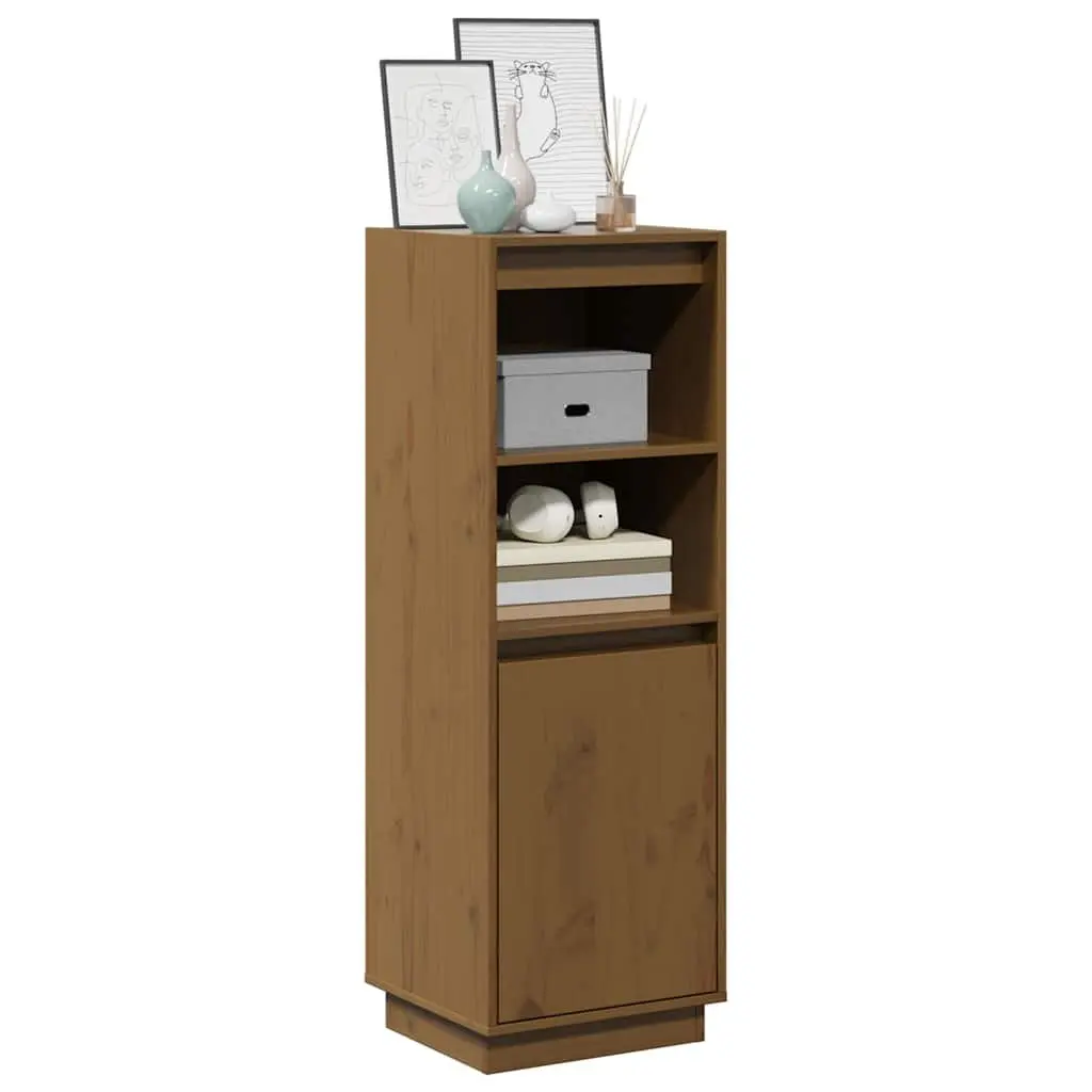 Highboard Solid Wood Brown Storage Cabinet 37W x 34D x 110H cm Pine Wood
