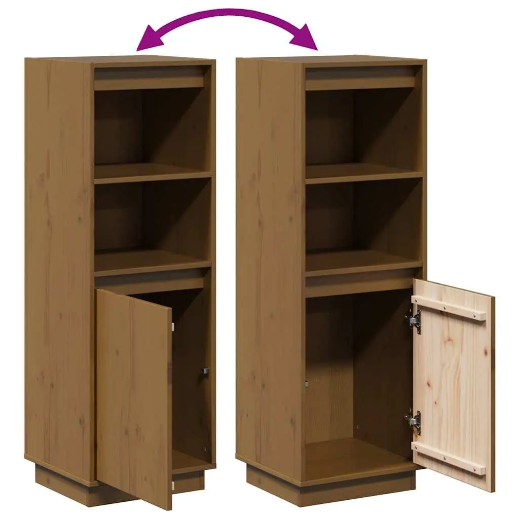 Highboard Solid Wood Brown Storage Cabinet 37W x 34D x 110H cm Pine Wood