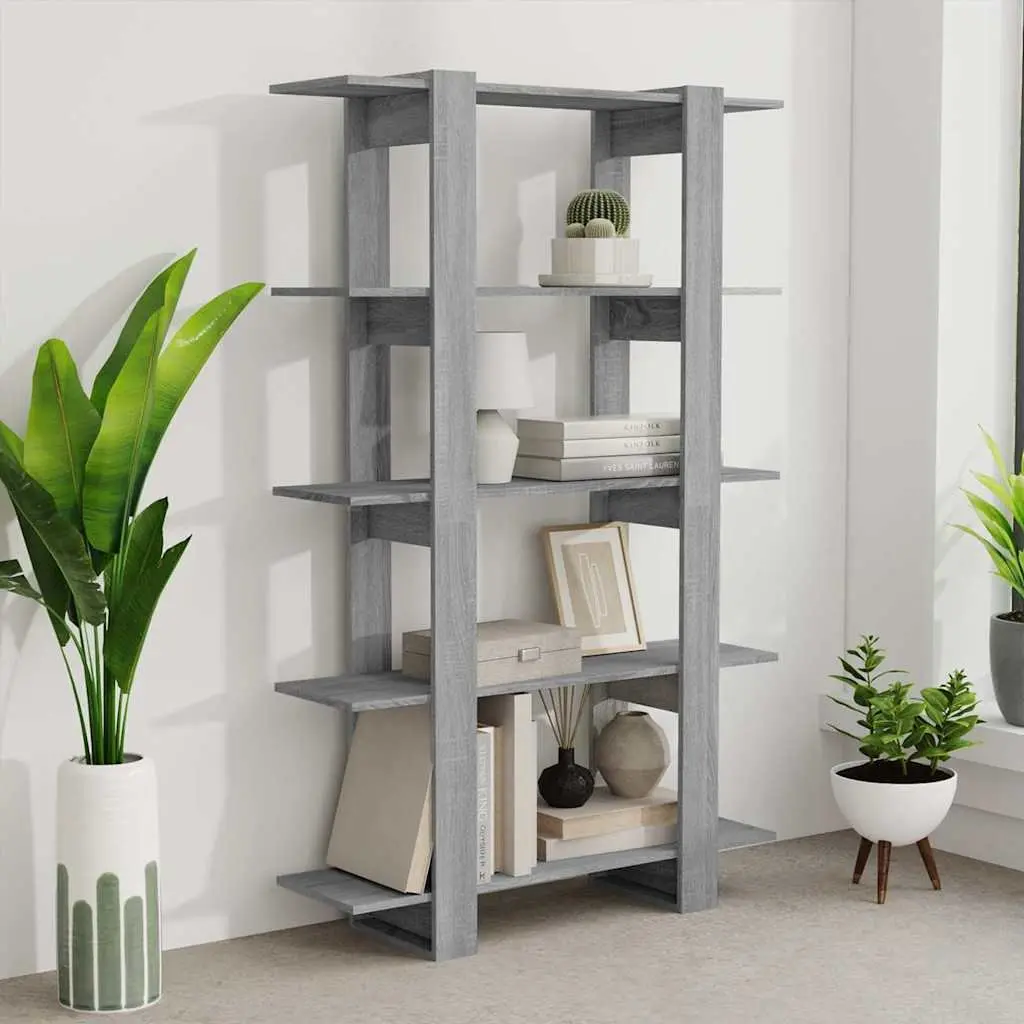 Book Cabinet Room Divider Grey Sonoma Shelving Unit Storage Organiser 100W x 30D x 160H cm