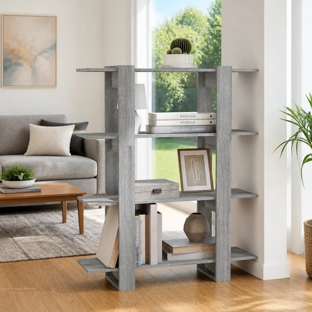 Book Cabinet Grey Shelving Unit Storage Organiser Room Divider