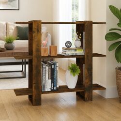 Elegant Brown Wooden Book Cabinet and Room Divider
