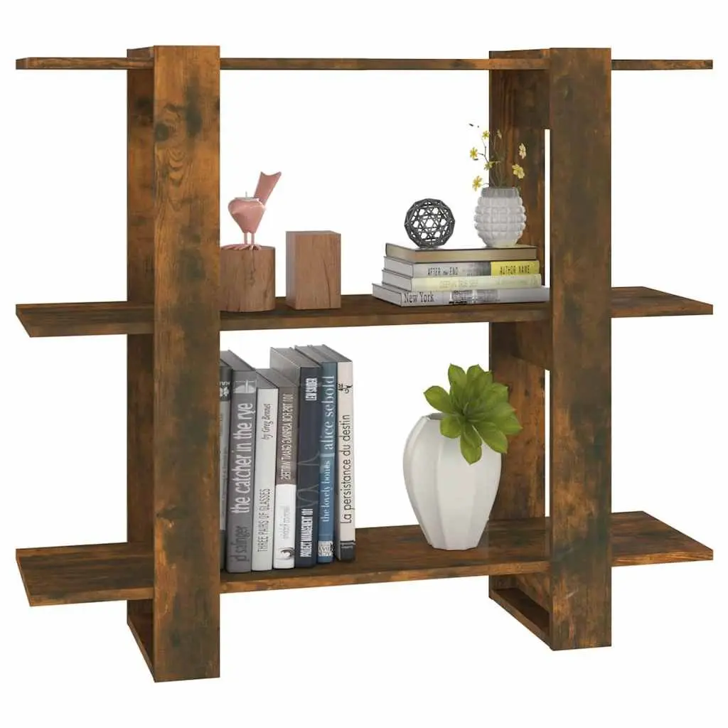Book Cabinet Room Divider Brown Wooden Storage Shelving Unit