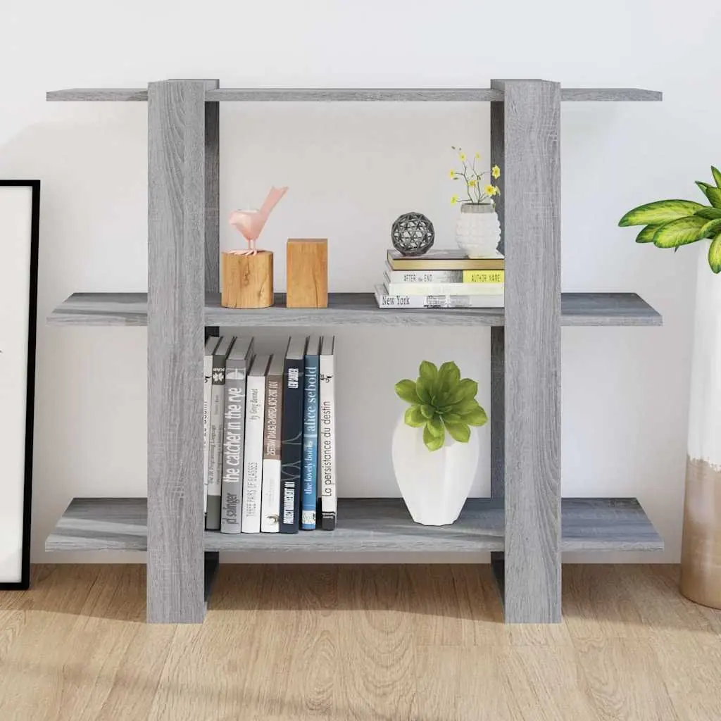 Grey Book Shelf Storage Cabinet Room Divider 100x30x87cm