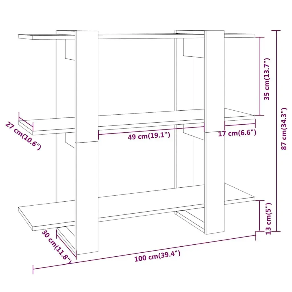 Grey Book Shelf Storage Cabinet Room Divider 100x30x87cm