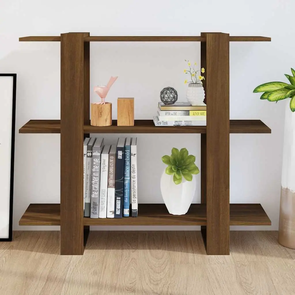 Brown Bookcase Room Divider 100x30x87cm Storage Shelf