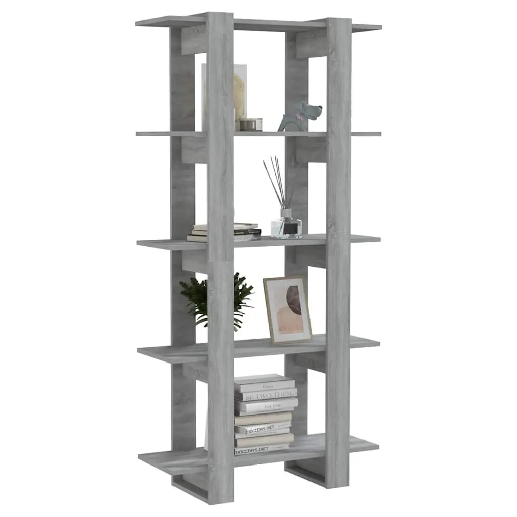Engineered Wood Book Cabinet Grey Sonoma Room Divider Storage Shelving 80x30x160cm