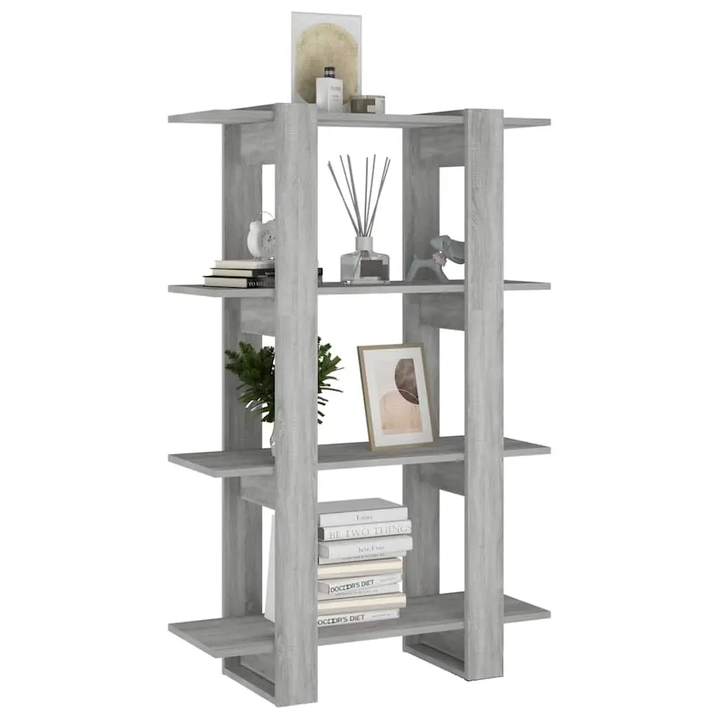 Book Cabinet Grey Wooden Shelving Unit Room Divider Storage Organiser 80 x 30 x 123.5 cm