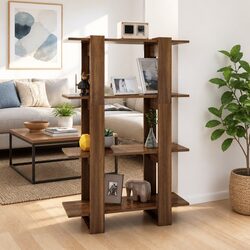 Wooden Book Cabinet Room Divider in Brown Oak 80x30x123.5cm