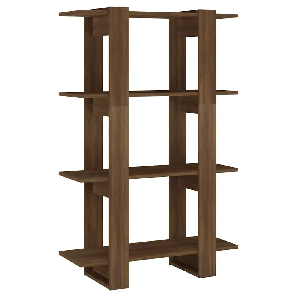 Book Cabinet Room Divider Wooden Shelving Unit Brown Oak 80x30x123.5cm