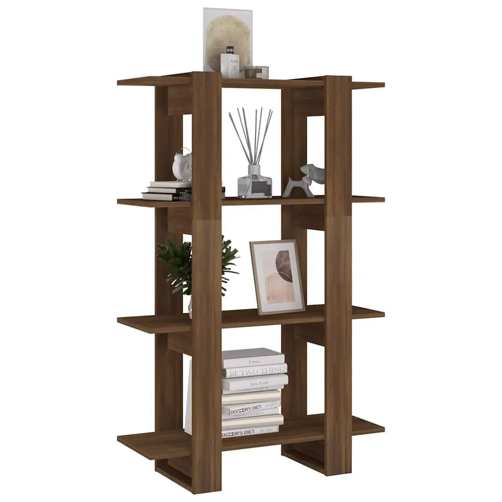 Book Cabinet Room Divider Wooden Shelving Unit Brown Oak 80x30x123.5cm