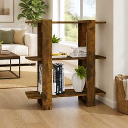 Brown Wooden Book Cabinet and Room Divider
