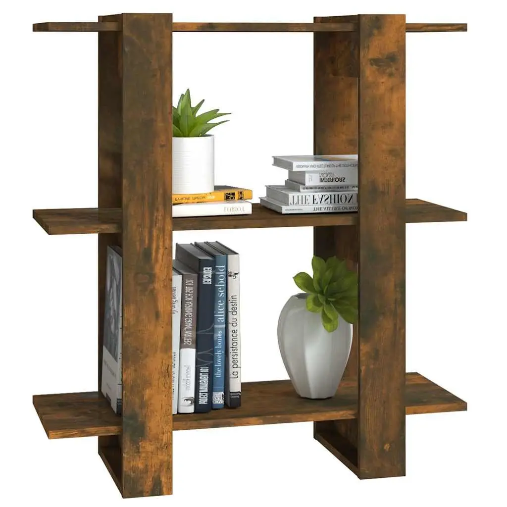 Wooden Book Storage Unit Brown Room Divider Shelf 80Wx30Dx87H cm