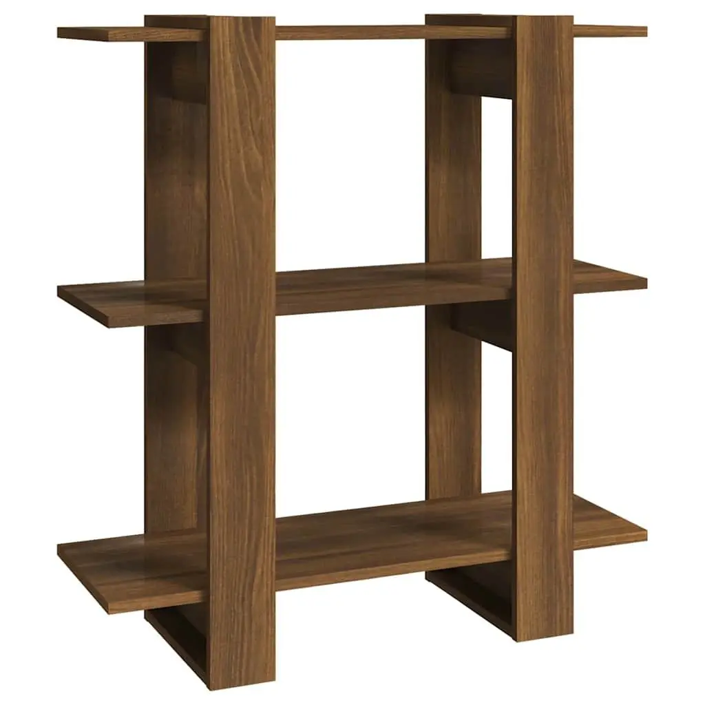 Book Cabinet Room Divider Brown Oak Storage Shelf 80W x 30D x 87H cm Wood