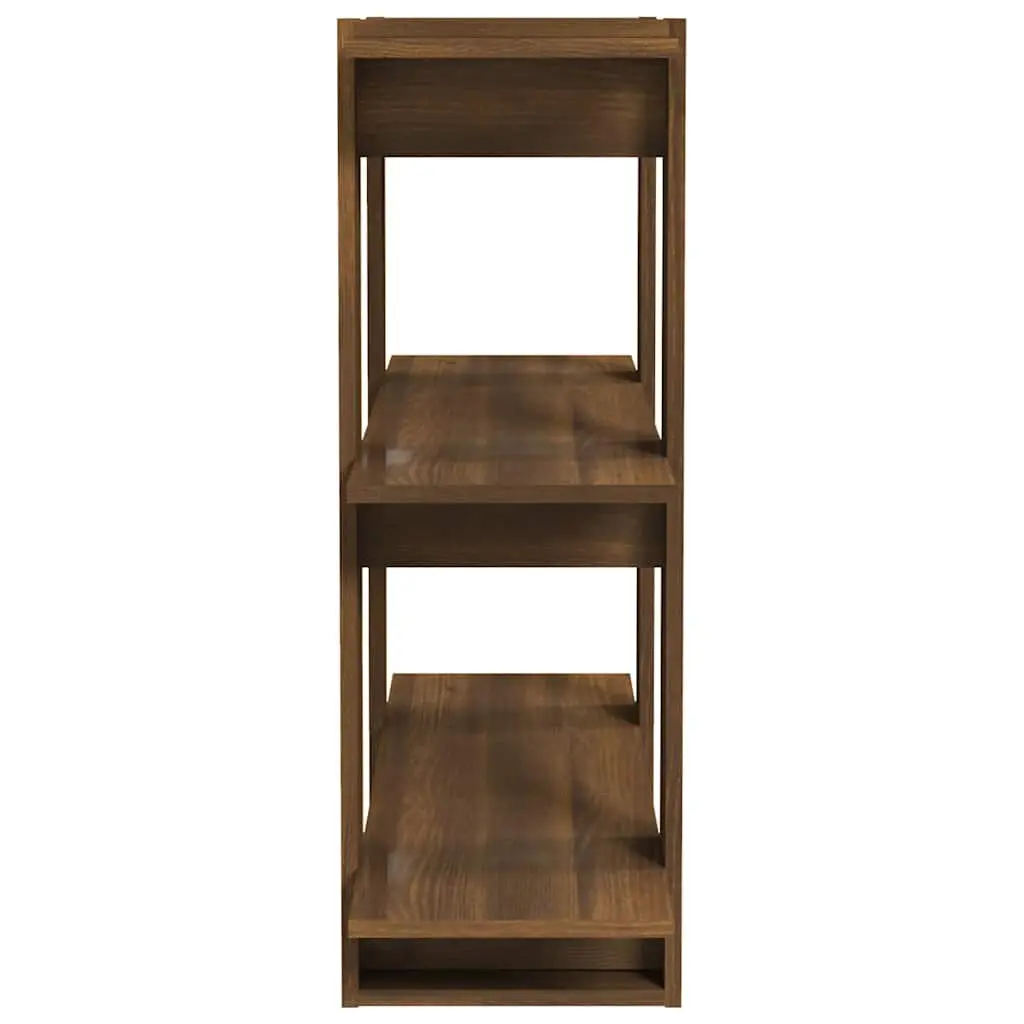 Book Cabinet Room Divider Brown Oak Storage Shelf 80W x 30D x 87H cm Wood