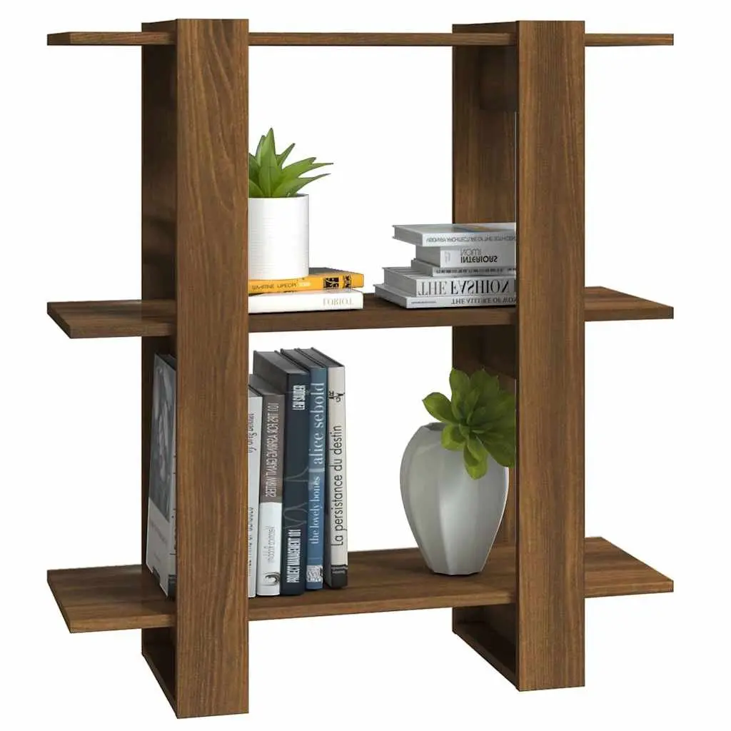 Book Cabinet Room Divider Brown Oak Storage Shelf 80W x 30D x 87H cm Wood