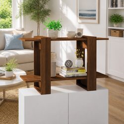 Brown Oak Book Cabinet Room Divider Shelf 80x30x51cm