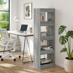 Grey Tall Bookshelf Room Divider for Stylish Storage