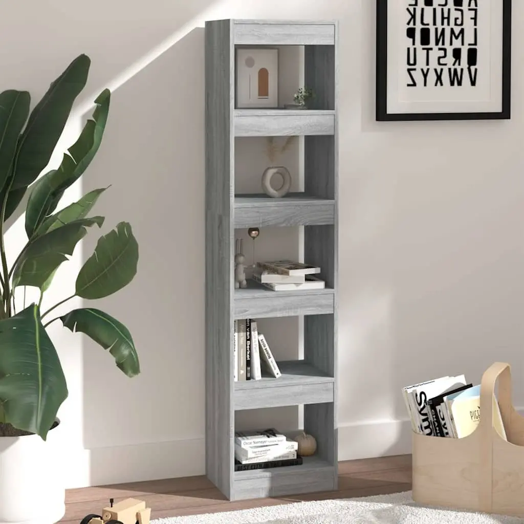 Grey Sonoma Book Cabinet and Room Divider 40x30x166cm