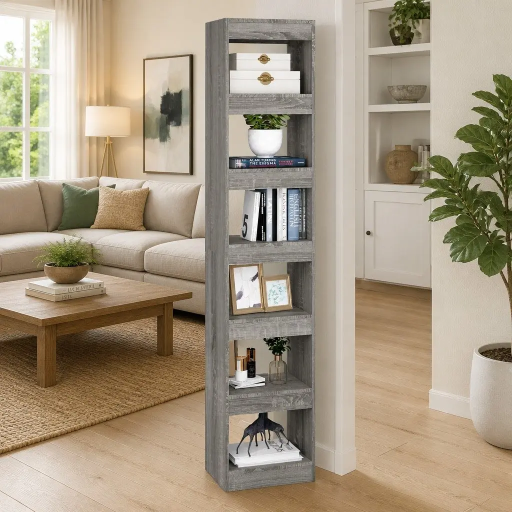 Grey Sonoma Book Cabinet and Room Divider 40x30x198cm