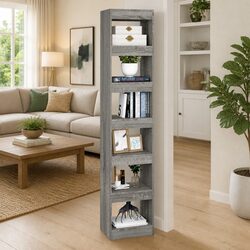 Grey Sonoma Book Cabinet and Room Divider 40x30x198cm