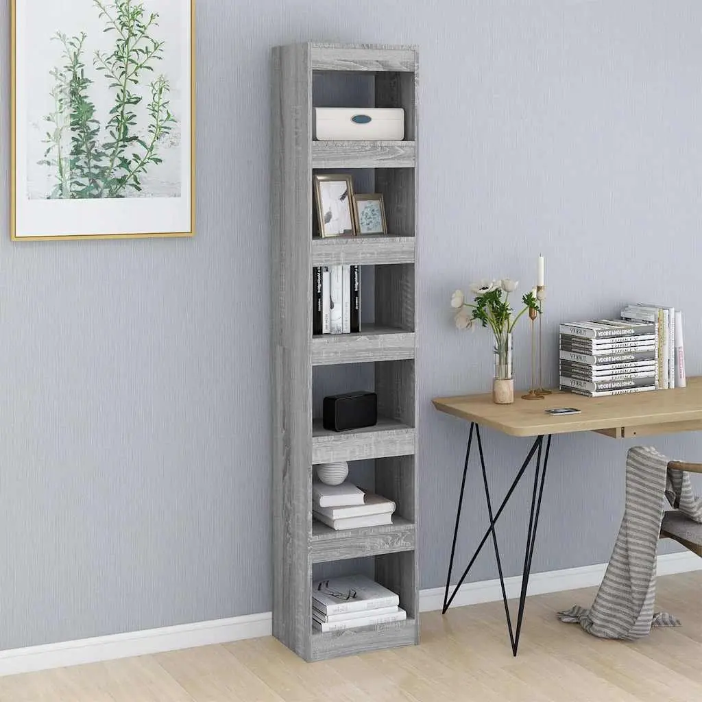 Grey Sonoma Book Cabinet and Room Divider 40x30x198cm