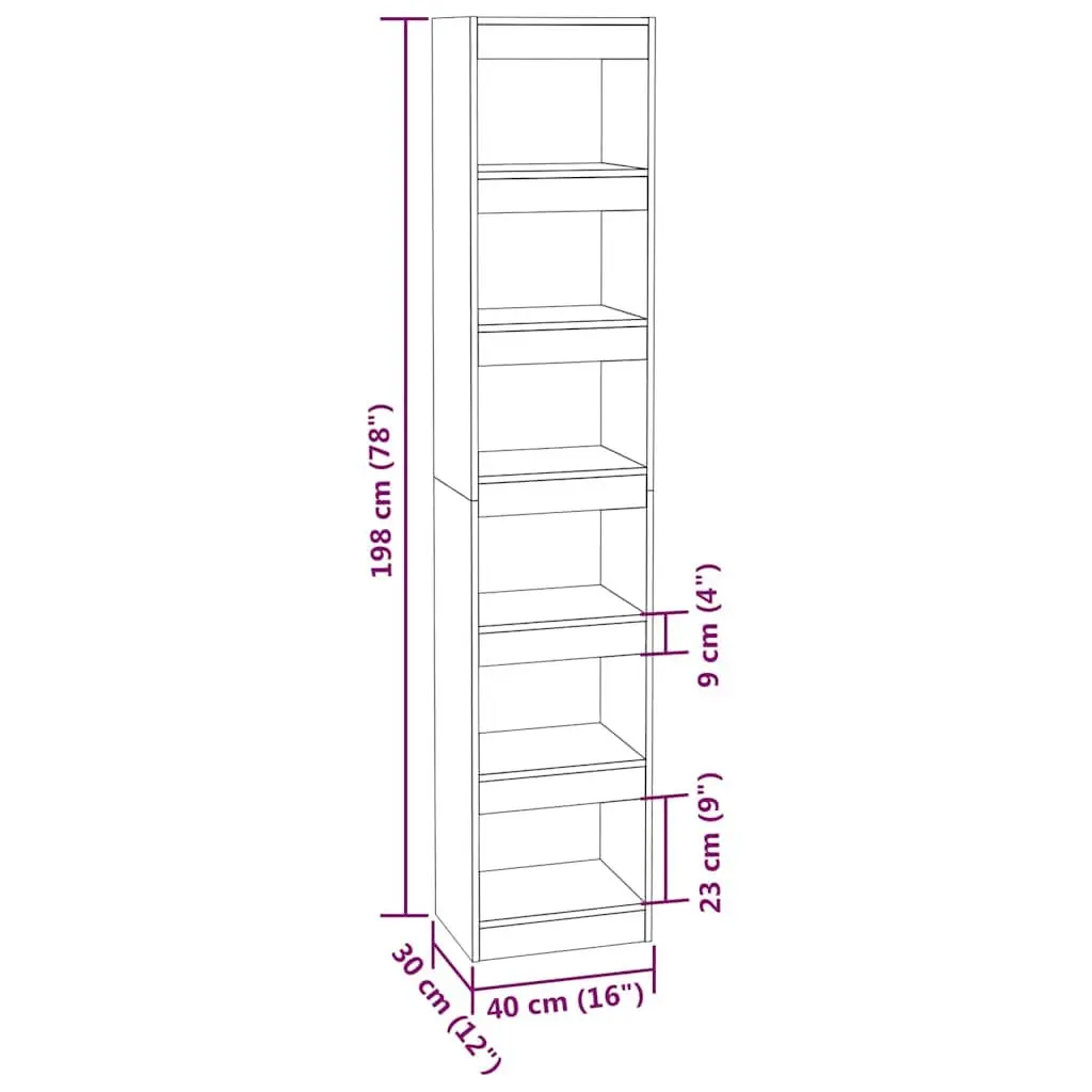 Grey Sonoma Book Cabinet and Room Divider 40x30x198cm