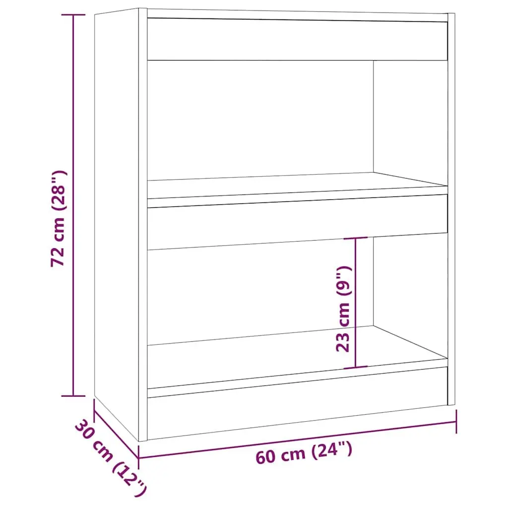 Book Cabinet Room Divider Grey Sonoma 60x30x72 cm Shelving Storage Organiser