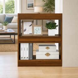Brown Oak Book Cabinet for Cozy Room Division