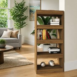 Brown Oak Book Cabinet and Room Divider 60x30x135 cm