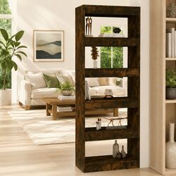 Smoked Oak Book Cabinet and Room Divider 60x30x166cm