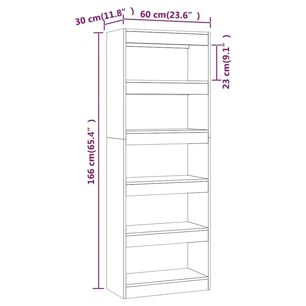 Grey Sonoma Book Cabinet Room Divider 60x30x166cm