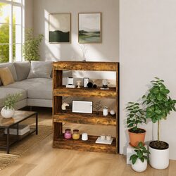 Smoked Oak Book Cabinet and Room Divider Shelf
