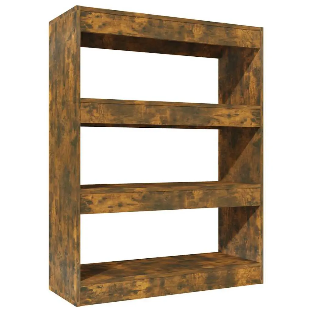 Book Cabinet Room Divider Storage Shelf Smoked Oak 80x30x103cm Engineered Wood