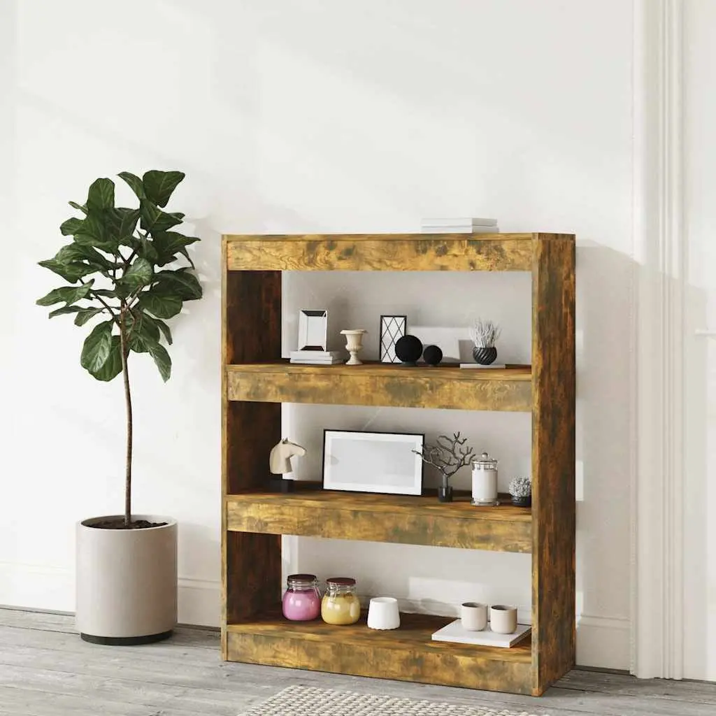 Book Cabinet Room Divider Storage Shelf Smoked Oak 80x30x103cm Engineered Wood