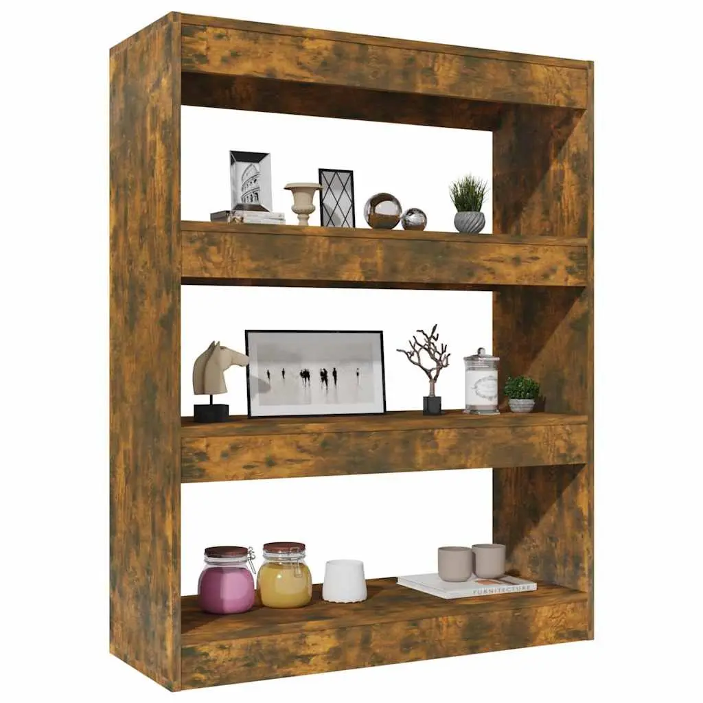 Book Cabinet Room Divider Storage Shelf Smoked Oak 80x30x103cm Engineered Wood